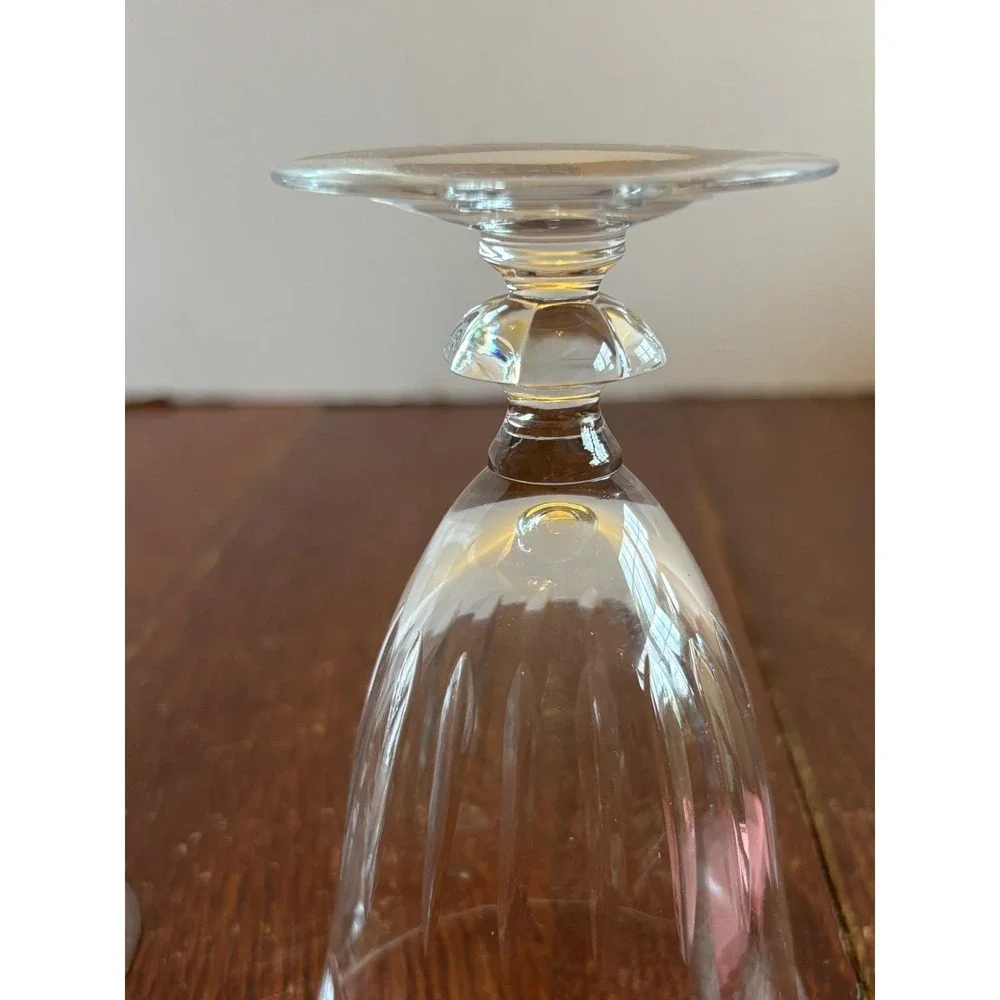 Vintage Cut Crystal Wine Goblets Set‎ of 2 Fluted Thumbprint Stemware 5.25 Inch
